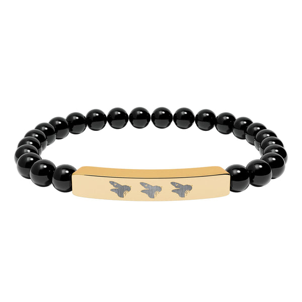 Natural Crystal, Bee Engraved, Stretch Bar Bracelets