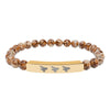 Natural Crystal, Bee Engraved, Stretch Bar Bracelets