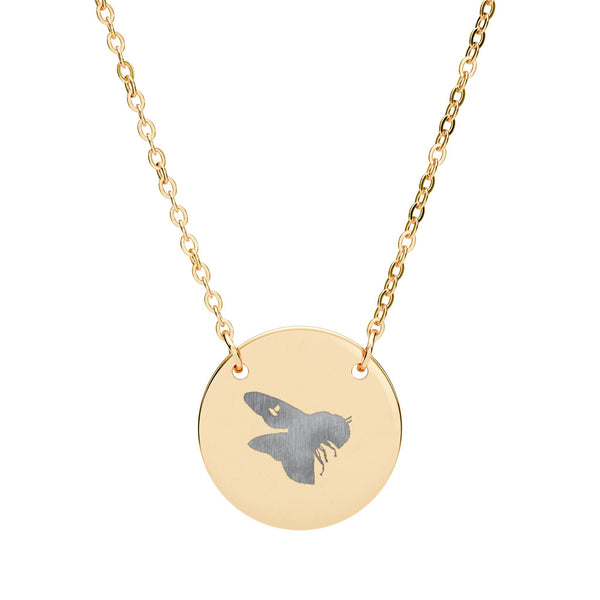 Bee Engraved Circle Necklace