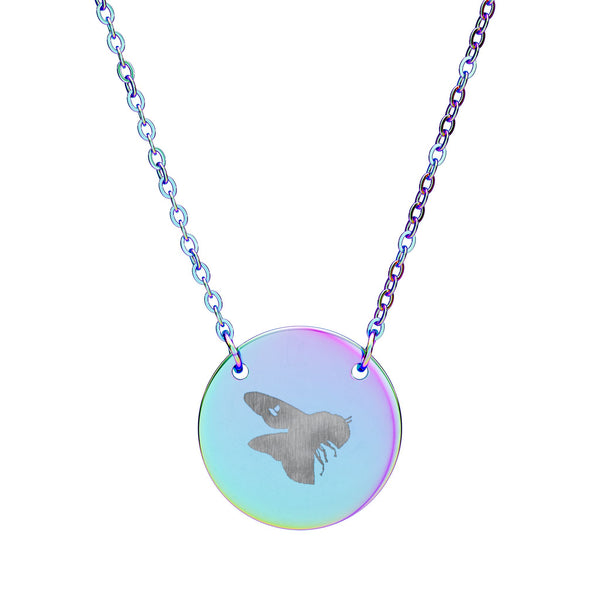 Bee Engraved Circle Necklace