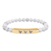 Natural Crystal, Bee Engraved, Stretch Bar Bracelets
