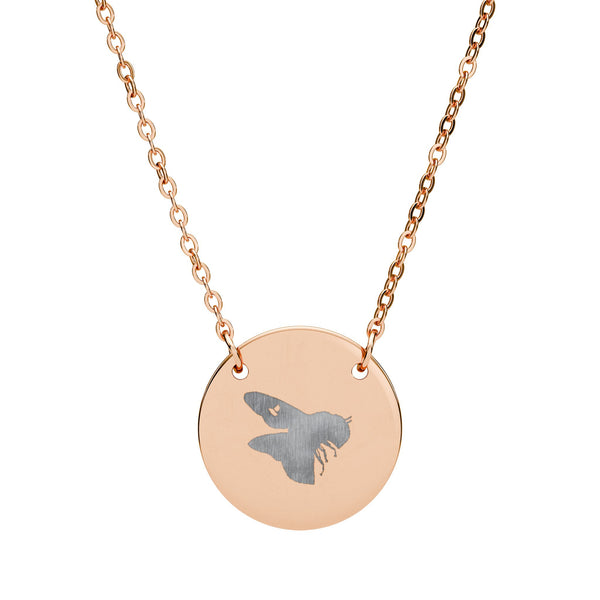Bee Engraved Circle Necklace