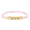 Natural Crystal, Bee Engraved, Stretch Bar Bracelets
