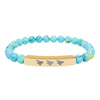 Natural Crystal, Bee Engraved, Stretch Bar Bracelets